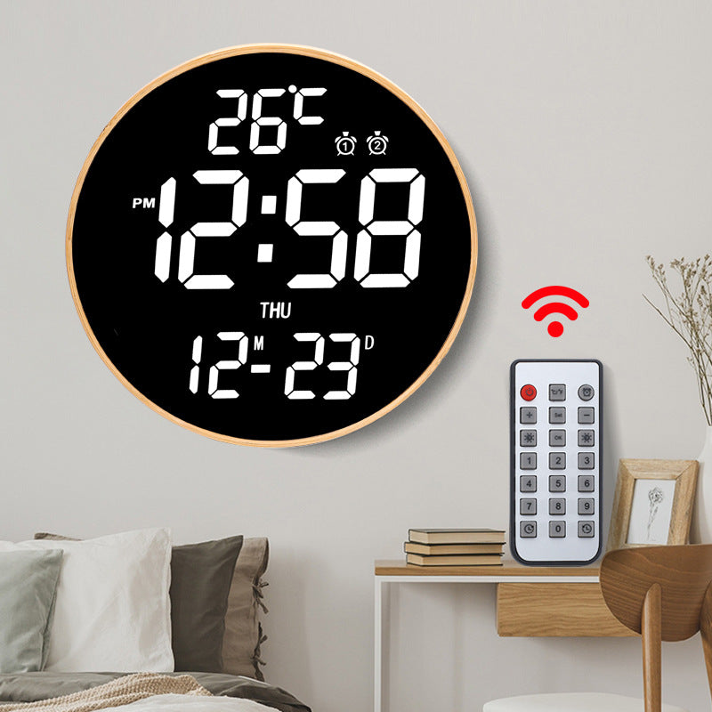 Bamboo Wood LED Digital Wall Clock with Remote Control Movadek