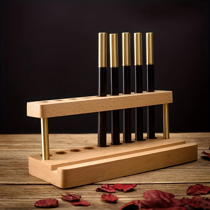 1PC Walnut Wood Multifunction Desk Organizer - Pen Holder, Phone Stand & Storage Solution for Office and School Movadek