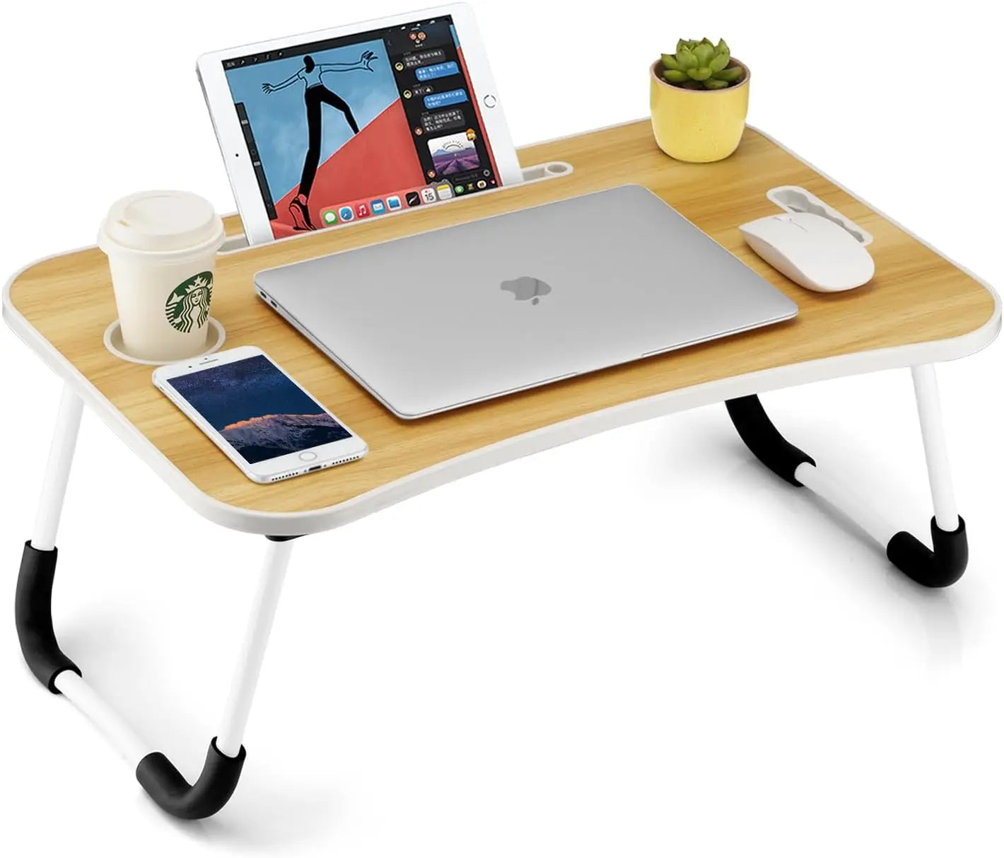 Foldable Laptop Table with Cup Holder – Portable Lap Desk for Bed & Sofa