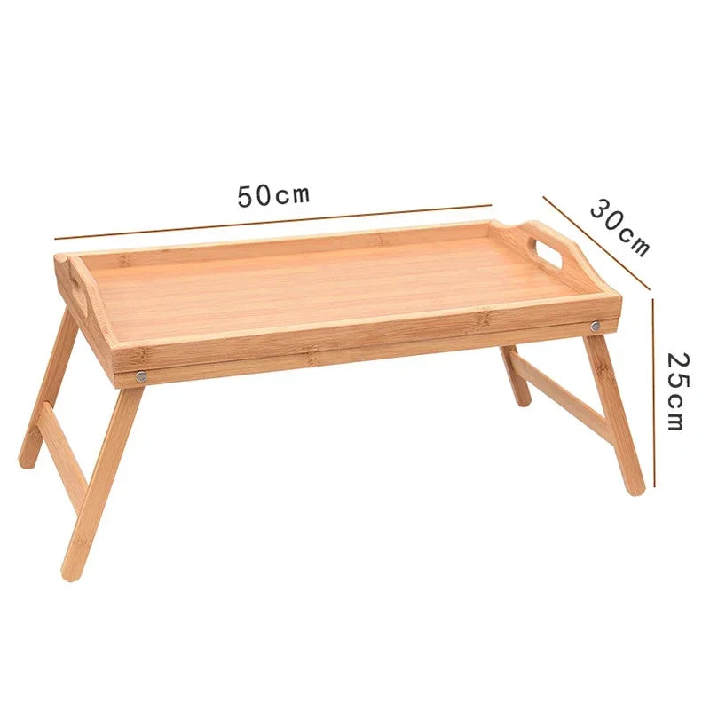 Bamboo Bed Tray Table with Folding Legs – Portable Laptop & Breakfast Tray