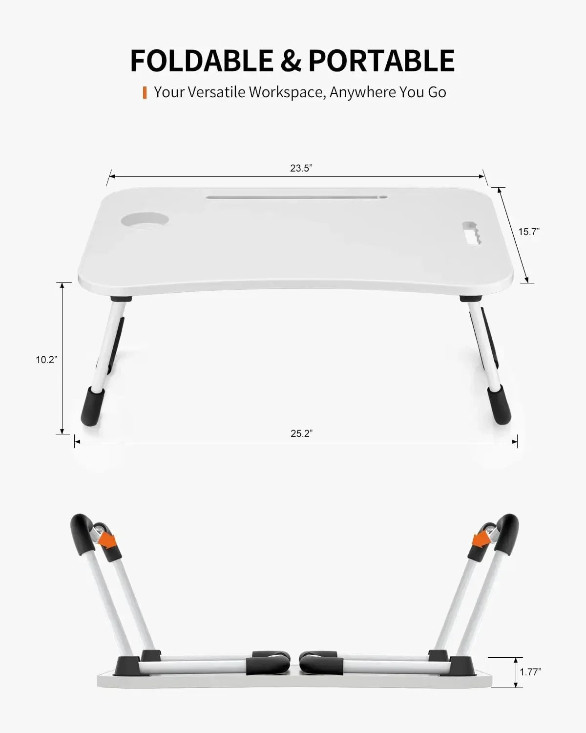 Foldable Laptop Table with Cup Holder – Portable Lap Desk for Bed & Sofa