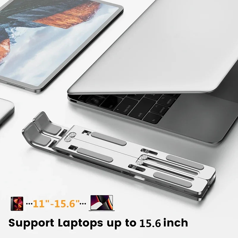 Adjustable Aluminum Laptop Stand – Foldable, Portable, Non-Slip Holder