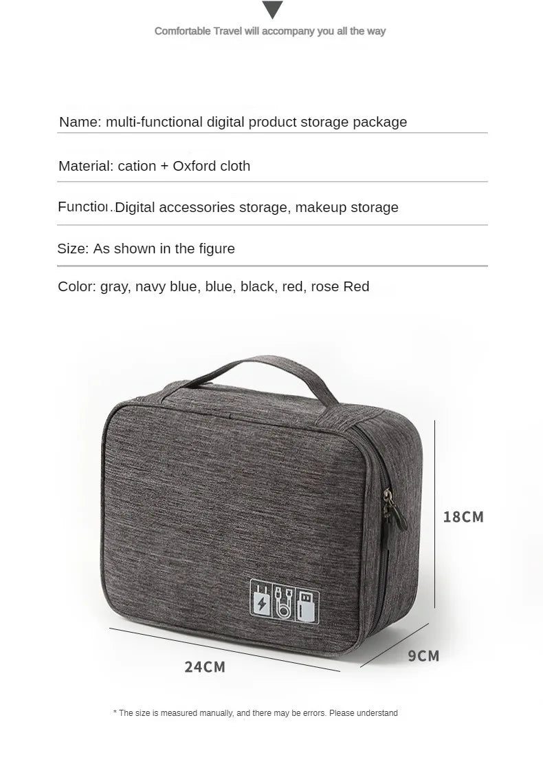 Large Travel Cable Storage Bag - Waterproof