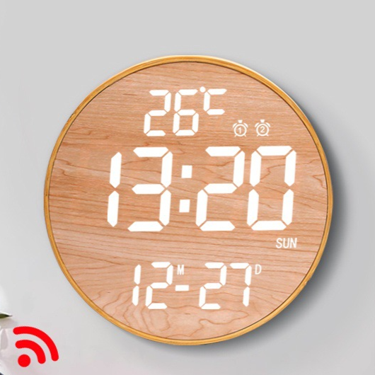 Bamboo Wood LED Digital Wall Clock with Remote Control Movadek