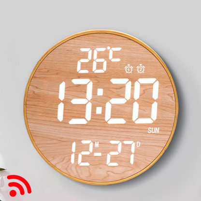 Bamboo Wood LED Digital Wall Clock with Remote Control Movadek