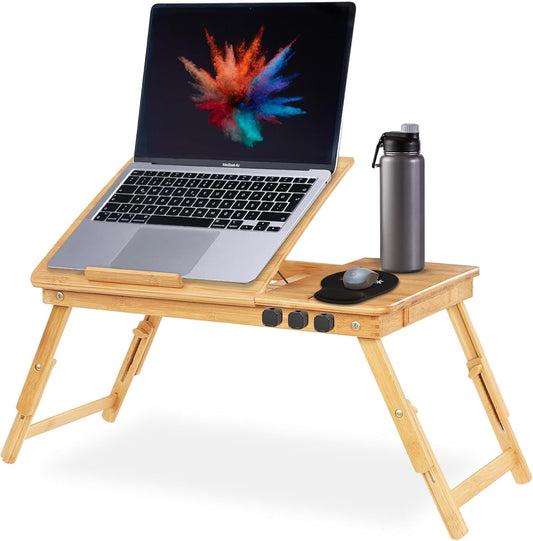 Adjustable Laptop Desk with Storage – Foldable & Portable Stand