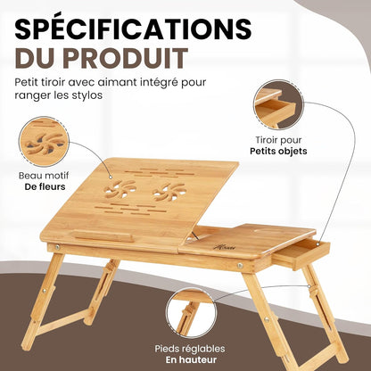 Adjustable Laptop Desk with Storage – Foldable & Portable Stand