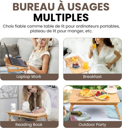 Adjustable Laptop Desk with Storage – Foldable & Portable Stand