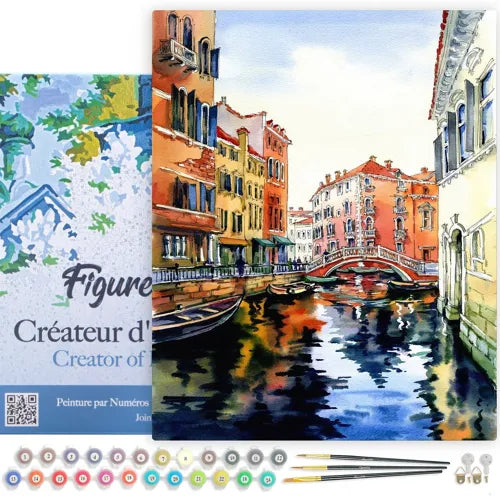 Peinture par Numéros Aquarelle de Venise — Toile 40×50 cm sur châssis