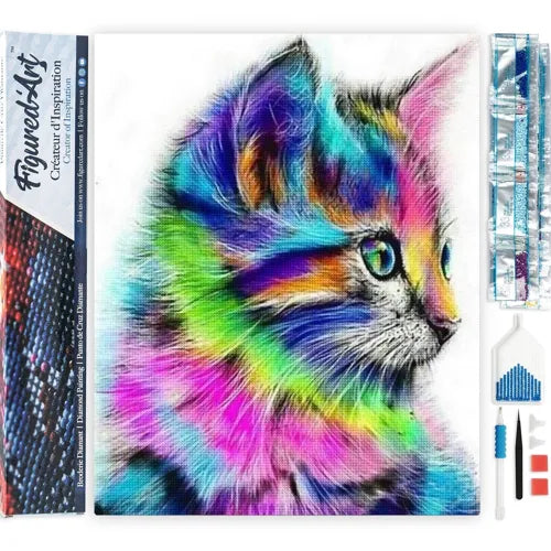 Broderie Diamant Chaton Coloré — Kit Diamond Painting 5D 40×50 cm