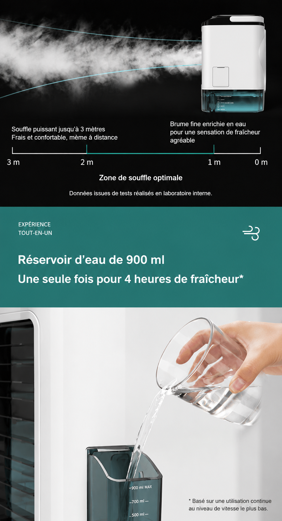 Refroidisseur d'air USB portable — Silencieux, 3 vitesses, bac à glace Movadek