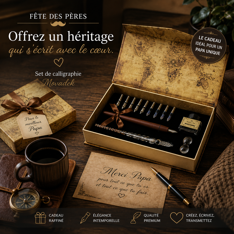 Set de Calligraphie Premium — Coffret Cadeau Complet avec Plumes & Encres Movadek