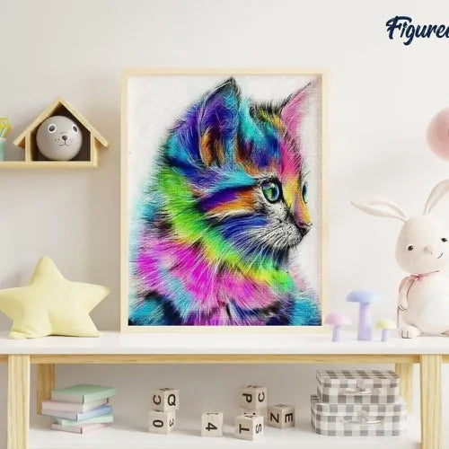 Broderie Diamant Chaton Coloré — Kit Diamond Painting 5D 40×50 cm