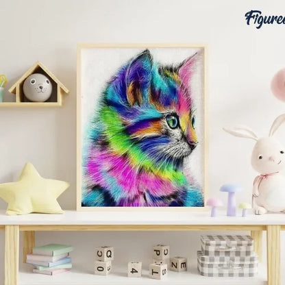 Broderie Diamant Chaton Coloré — Kit Diamond Painting 5D 40×50 cm