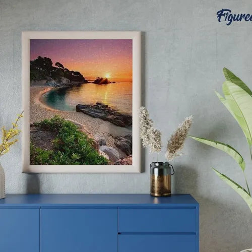 Broderie Diamant Plage & Coucher de Soleil — Kit Diamond Painting 5D 40×50 cm