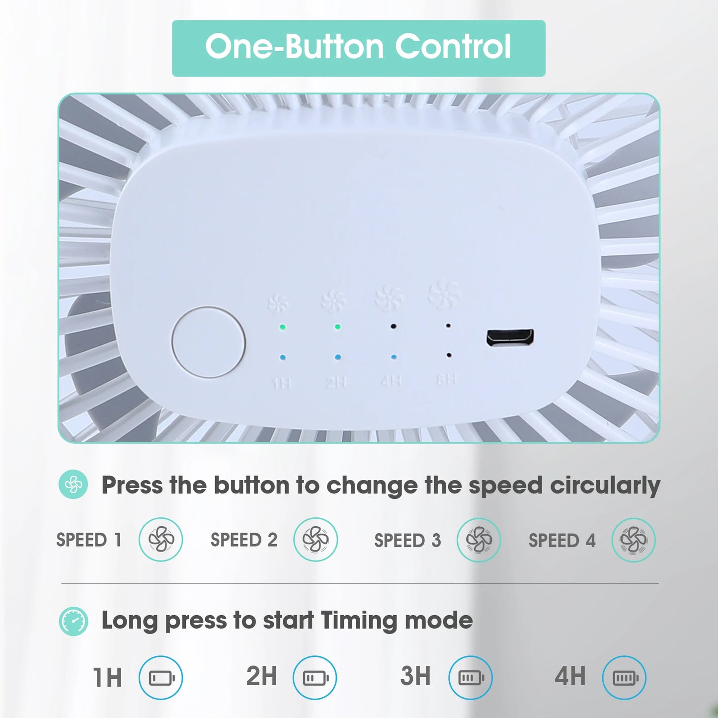 Rechargeable 360° USB Desk Fan – Clip-On & Stand Fan Combo