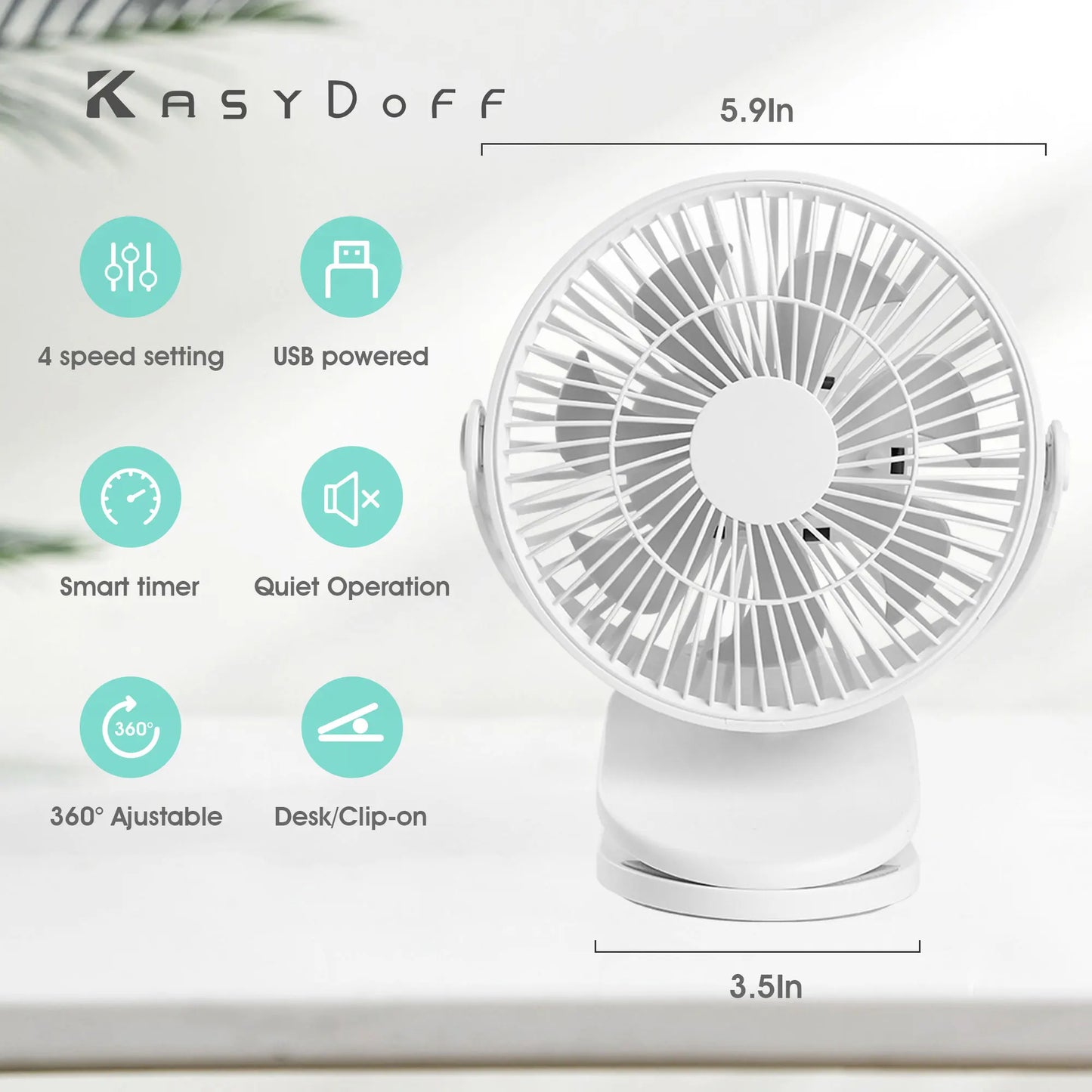 Rechargeable 360° USB Desk Fan – Clip-On & Stand Fan Combo