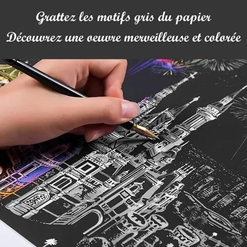 Peinture à Gratter Les Tulipes (Pays-Bas) — Kit Créatif A3 avec stylet