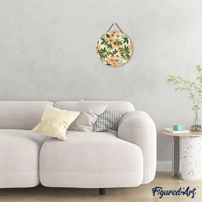 Peinture par Numéros sur Disque Bois — Motif Floral Ø30 cm