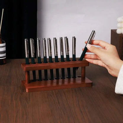 1PC Walnut Wood Multifunction Desk Organizer - Pen Holder, Phone Stand & Storage Solution for Office and School Movadek