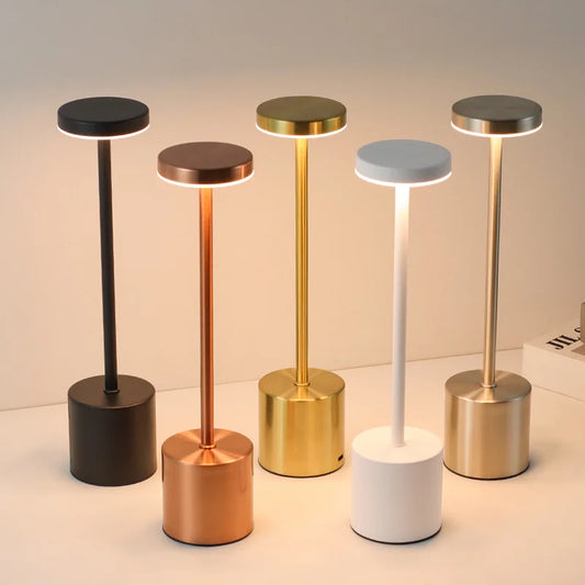 3 Colors Rechargeable Alloy Cordless LED Table Lamp Touch Switch Night Light Nordic Style Home Bar Restaurant Ambiance Desk Lamp Movadek