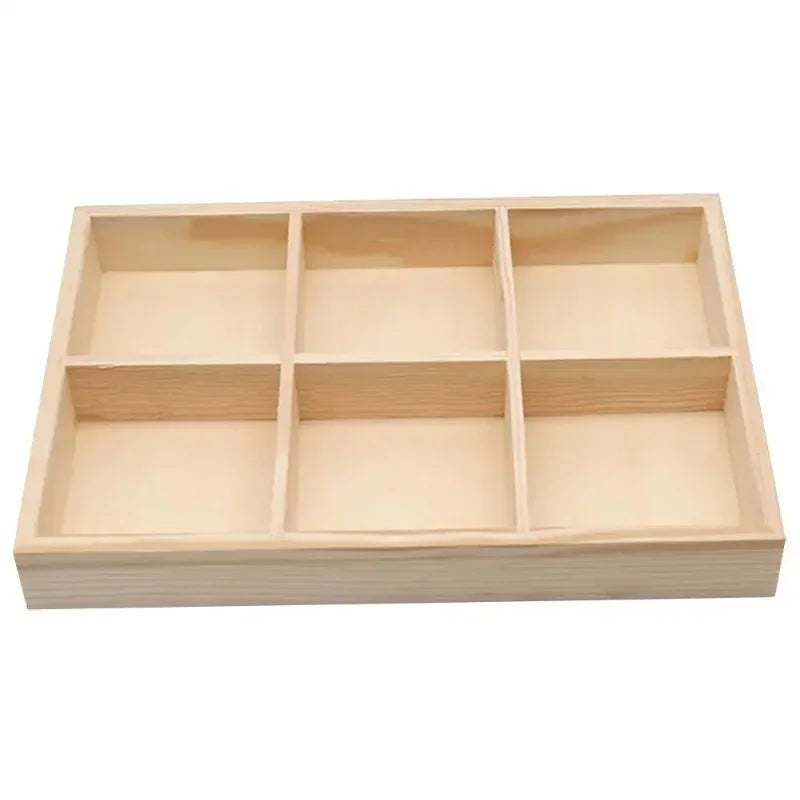 Boîte organiseur en bois — 6 compartiments, bureau & matériel créatif