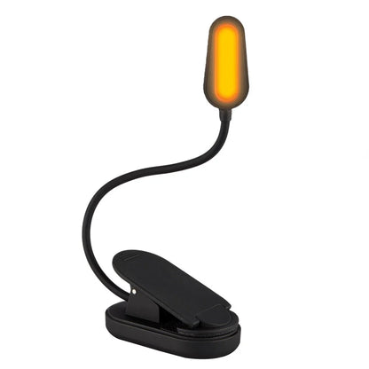 Amber Clip-On Book Light – USB Type-C Rechargeable, Blue Light Block