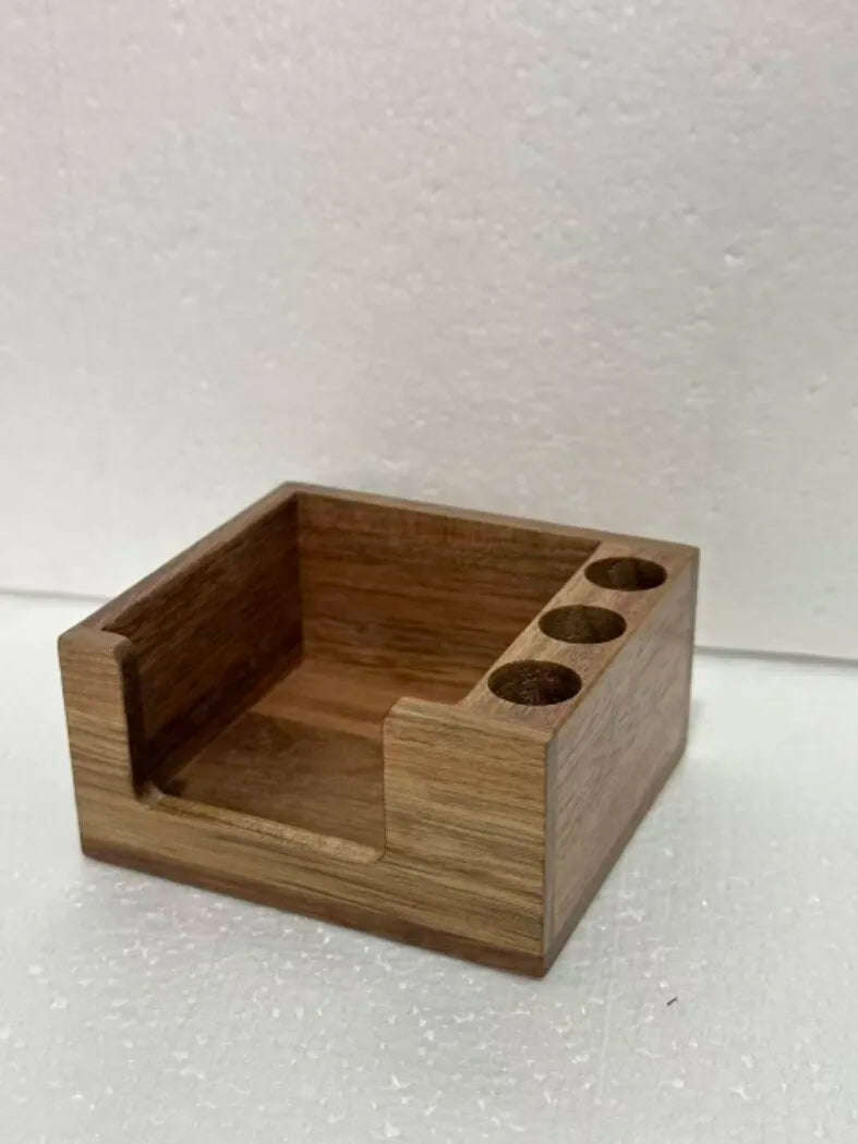 Wooden Desk Organizer with 3 Pen Holders Sticky Note Holder Pencil Stand Office School Stationery Holder Multi-function Storage Movadek