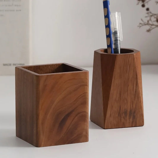 Wooden Pen Holder A Colorful Pencil Cylinder For Retro Desktop Decoration Can Store Art Supplies Office Stationery Movadek