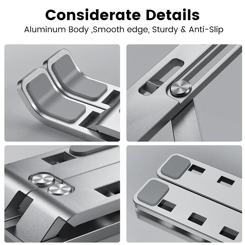 Adjustable Aluminum Laptop Stand – Foldable, Portable, Non-Slip Holder