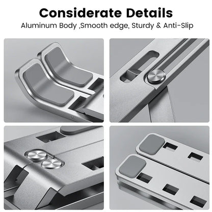 Adjustable Aluminum Laptop Stand – Foldable, Portable, Non-Slip Holder