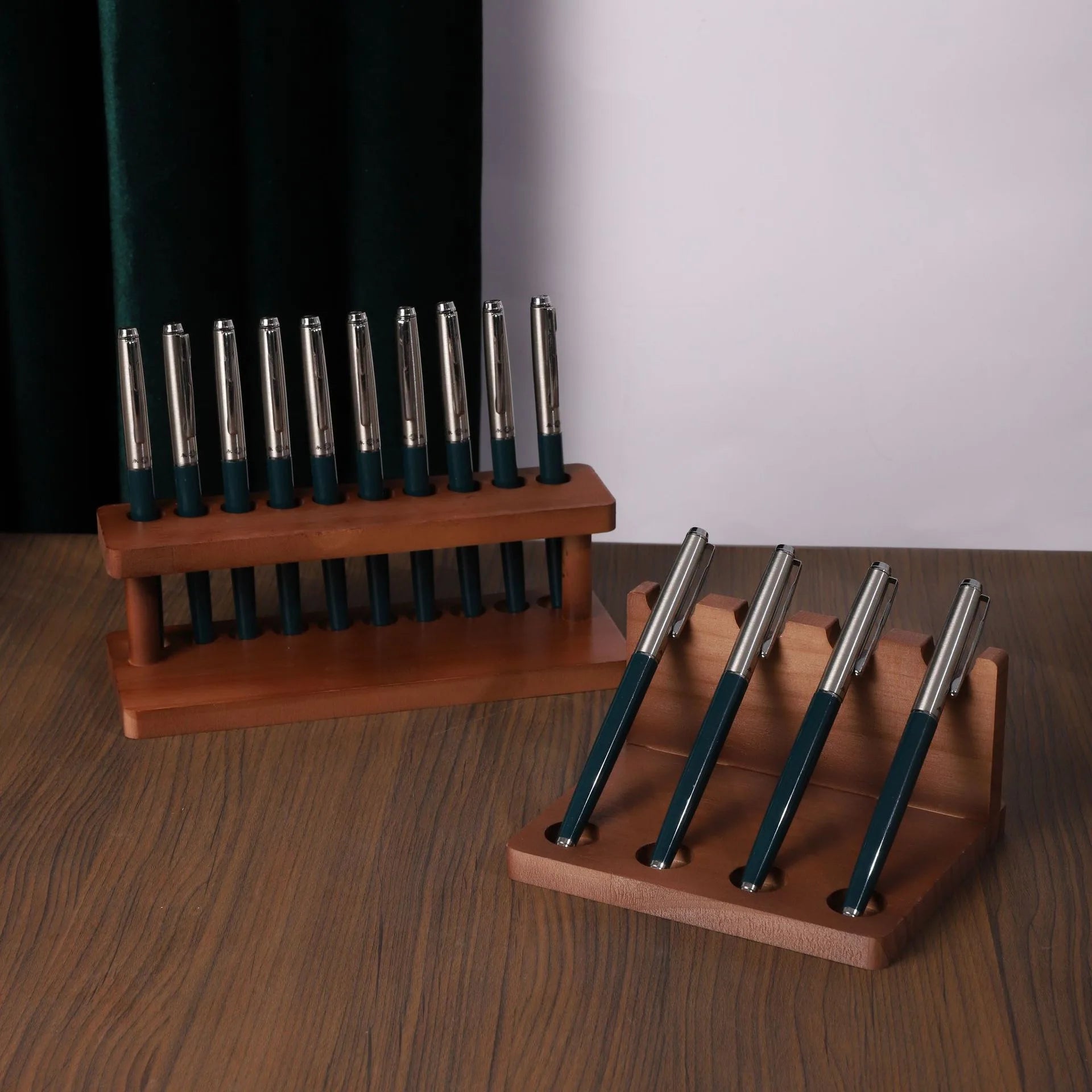 1PC Walnut Wood Multifunction Desk Organizer - Pen Holder, Phone Stand & Storage Solution for Office and School Movadek