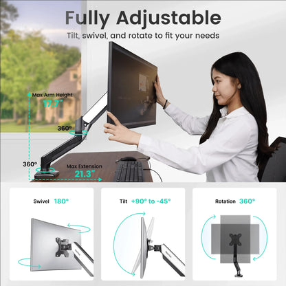 NearHub MS-001 Monitor Arm – Flexible Single Screen Mount
