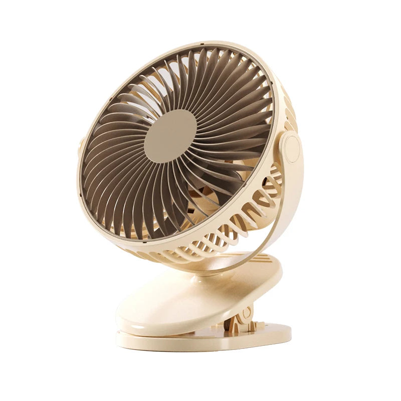 Rechargeable 360° USB Desk Fan – Clip-On & Stand Fan Combo