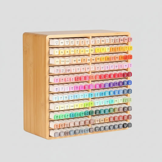 Organiseur bambou 9 niveaux — Rangement pinceaux, feutres & marqueurs