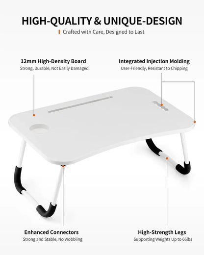 Foldable Laptop Table with Cup Holder – Portable Lap Desk for Bed & Sofa