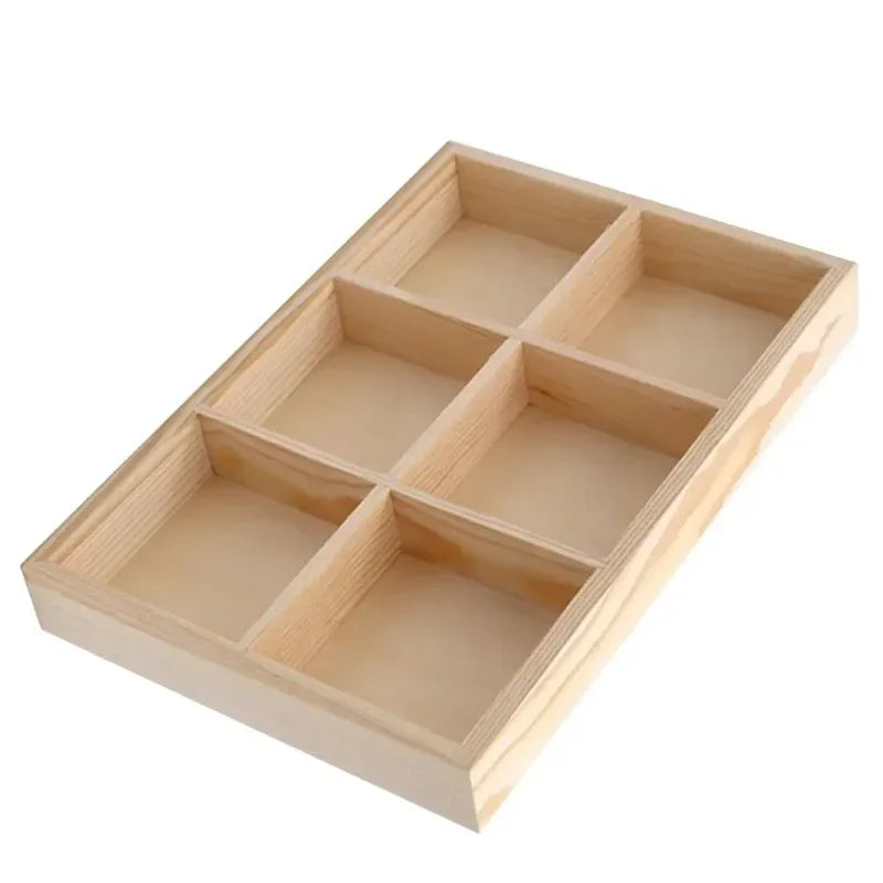 Boîte organiseur en bois — 6 compartiments, bureau & matériel créatif