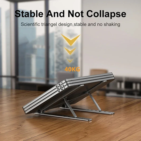 Adjustable Aluminum Laptop Stand – Foldable, Portable, Non-Slip Holder