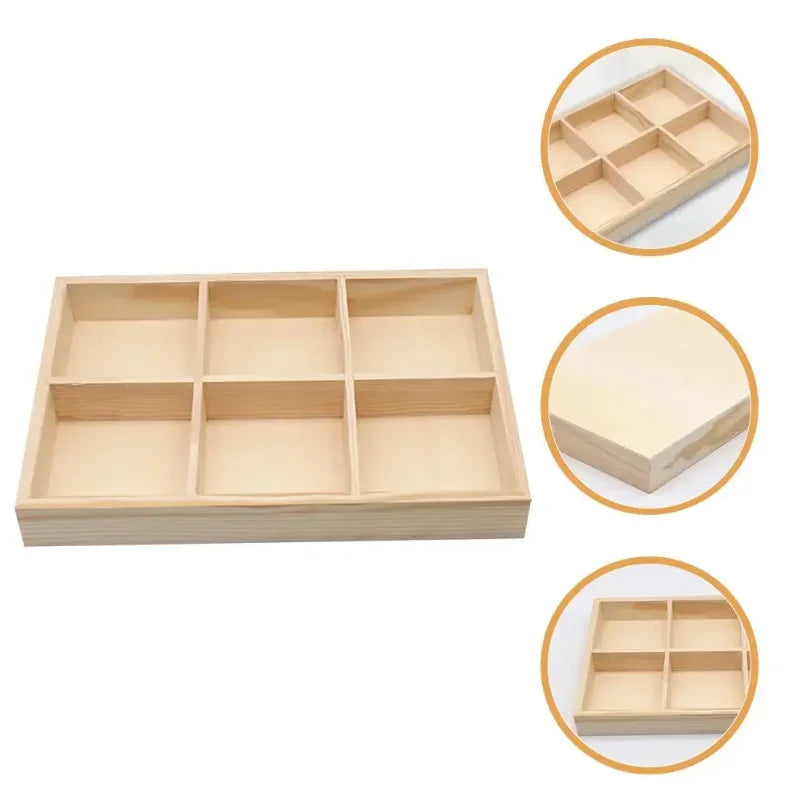 Boîte organiseur en bois — 6 compartiments, bureau & matériel créatif