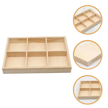 Boîte organiseur en bois — 6 compartiments, bureau & matériel créatif