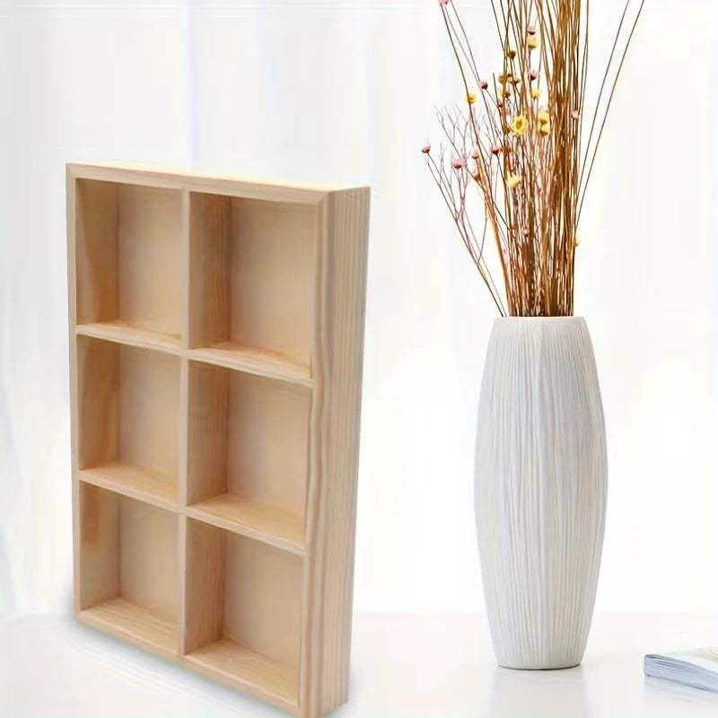 Boîte organiseur en bois — 6 compartiments, bureau & matériel créatif