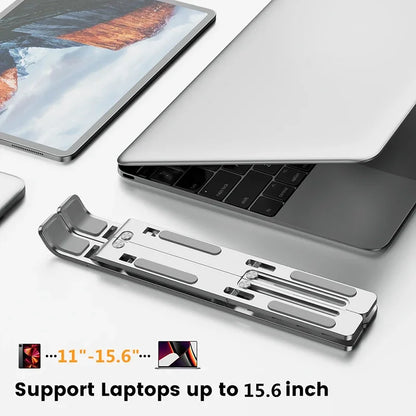 Adjustable Aluminum Laptop Stand – Foldable, Portable, Non-Slip Holder