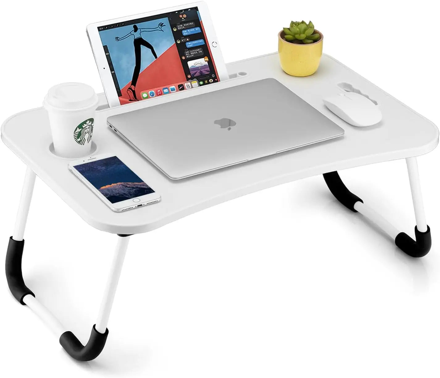 Foldable Laptop Table with Cup Holder – Portable Lap Desk for Bed & Sofa