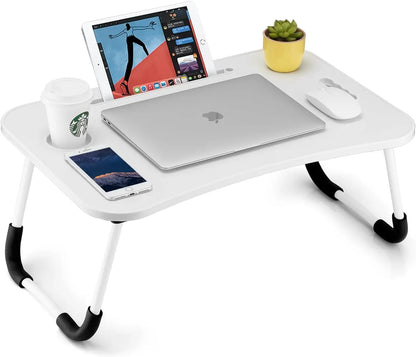 Foldable Laptop Table with Cup Holder – Portable Lap Desk for Bed & Sofa