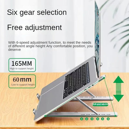 Adjustable Aluminum Laptop Stand – Foldable, Portable, Non-Slip Holder