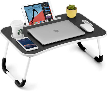 Foldable Laptop Table with Cup Holder – Portable Lap Desk for Bed & Sofa
