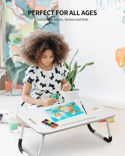 Foldable Laptop Table with Cup Holder – Portable Lap Desk for Bed & Sofa