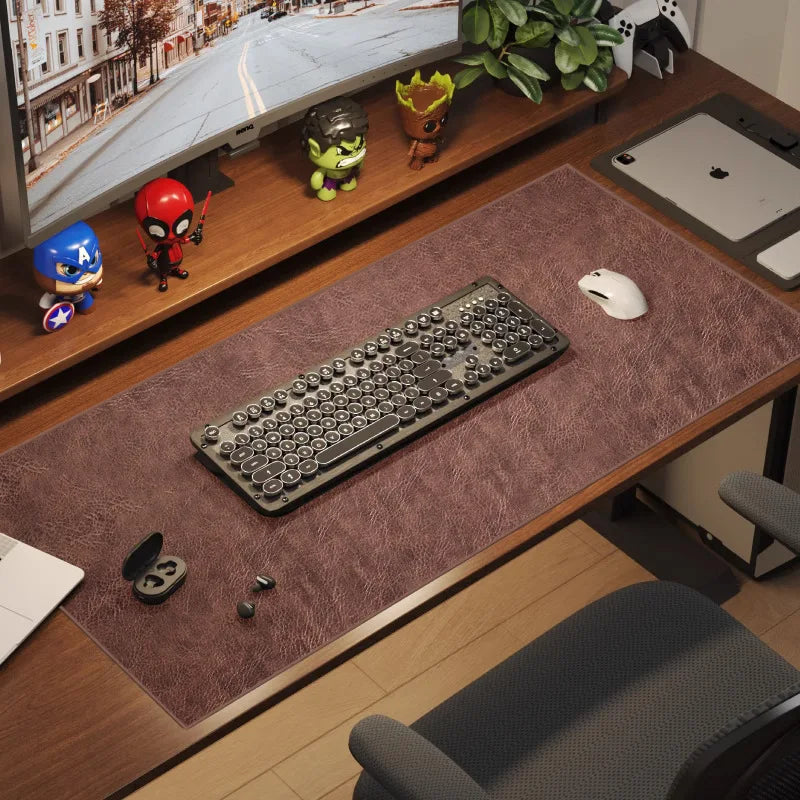 Retro Large Waterproof Mouse Pad – Non-Slip PU Suede Desk Mat