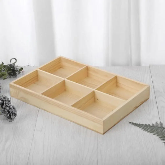 Boîte organiseur en bois — 6 compartiments, bureau & matériel créatif