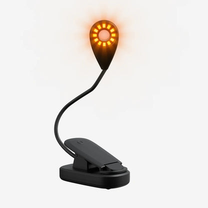 Amber Clip-On Book Light – USB Type-C Rechargeable, Blue Light Block
